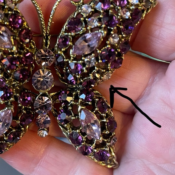 Gorgeous large Butterfly Rhinestone Brooch - Picture 3 of 3